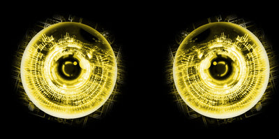 Headlight graphics for Ninja 300(R) 2012-2014: yellow glowing ring halo headlight decals