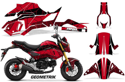 Black Red Geometrik Design on a Honda Grom 125 Graphics Kit (2017–2020)