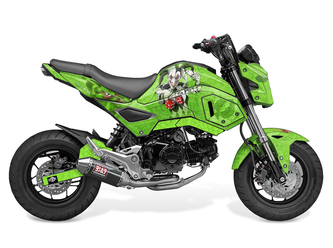Green Black Joker Design installed on a Honda Grom 125 Graphics Kit (2017–2020)