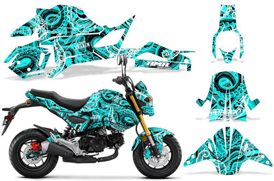 Psycho Kraken - Teal Black Design on a Honda Grom 125 Graphics Kit (2017–2020)