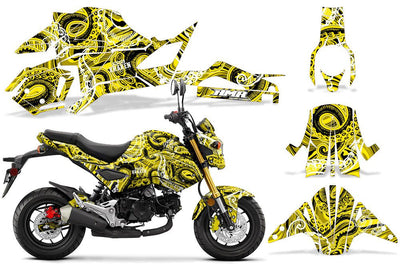 Psycho Kraken - Yellow Black Design on a Honda Grom 125 Graphics Kit (2017–2020)