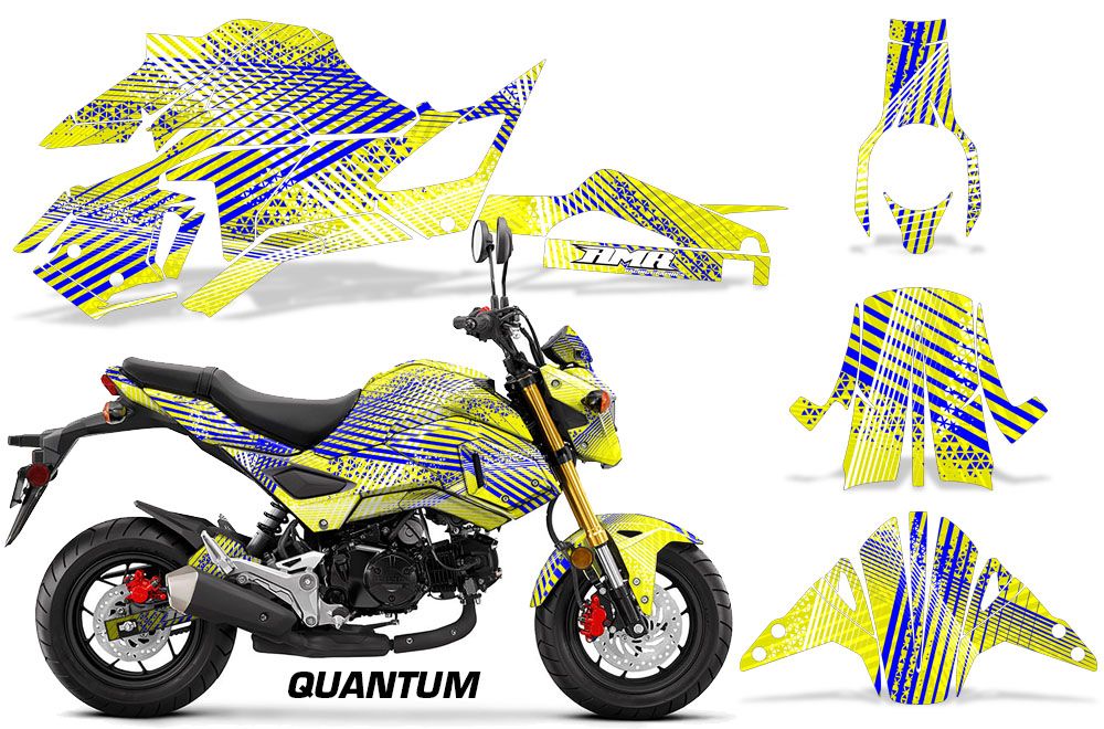 Yellow Blue Quantum Design on a Honda Grom 125 Graphics Kit (2017–2020)