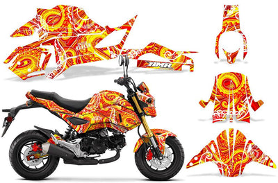 Psycho Kraken - Red Yellow Design on a Honda Grom 125 Graphics Kit (2017–2020)