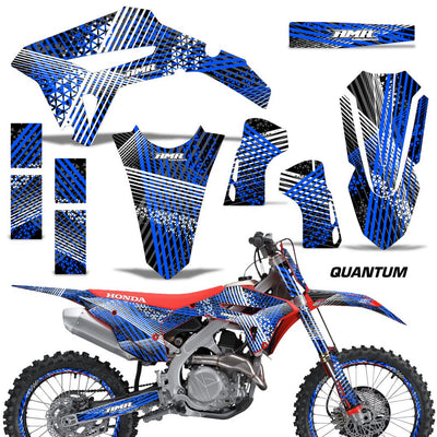 Honda CRF450R/RX 2021 motorcycle graphics kit, blue and white with wheel and panel decals