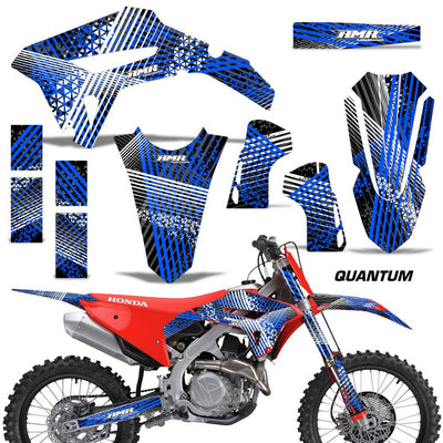 Honda CRF450R/RX 2021 motorcycle graphics kit, blue and white geometric pattern