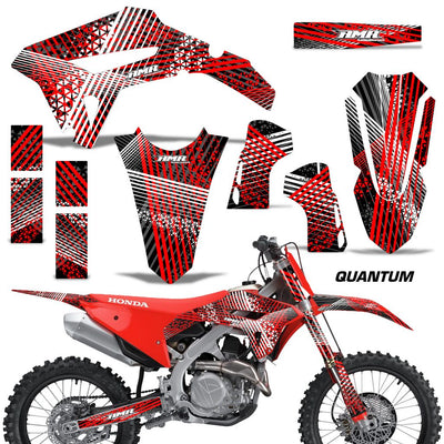 Honda CRF450R/RX 2021 motorcycle graphics kit, red and white geometric pattern