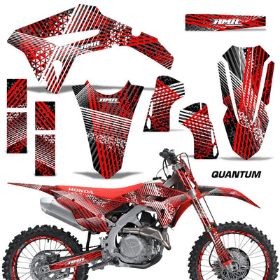 Honda CRF450R/RX 2021 motorcycle graphics kit, red and white decal set for fairings and guards