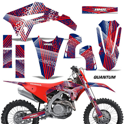Honda CRF450R/RX 2021 motorcycle graphics kit, blue and red panel graphics with side accents