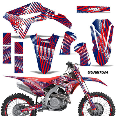 Honda CRF450R/RX 2021 motorcycle graphics kit, blue and red with fork and side panel decals