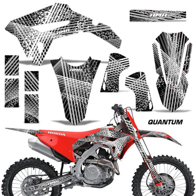 Honda CRF450R/RX 2021 motorcycle graphics kit, black and white diagonal stripe design