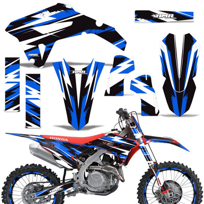 Motorcycle graphics kit for Honda CRF450R/RX 2021 in blue/black, decal pieces