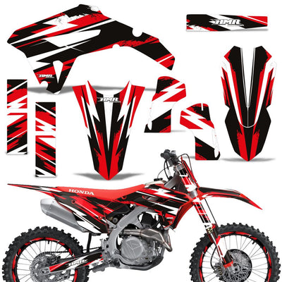 Motorcycle graphics kit for Honda CRF450R/RX 2021 in red/black with white base