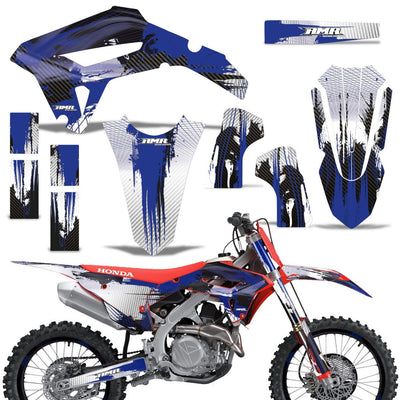 Motorcycle graphics kit for Honda CRF450R/RX 2021 in blue/black with white base