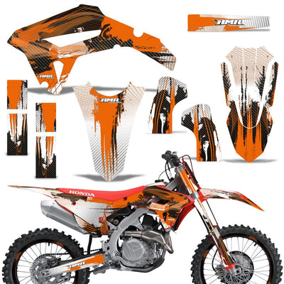 Motorcycle graphics kit for Honda CRF450R/RX 2021 in orange/black with white base