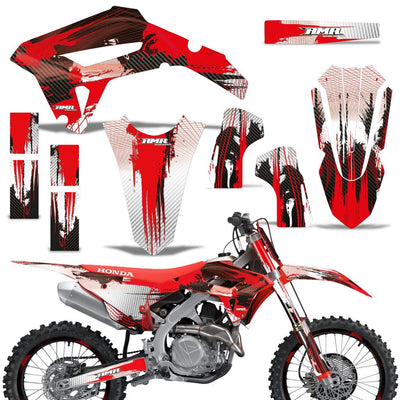 Motorcycle graphics kit for Honda CRF450R/RX 2021 in red/white with black accents