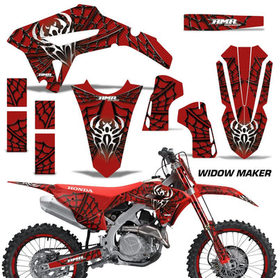 Honda CRF450R/RX 2021 graphics kit with red Widow Maker graphics and matching number plate set