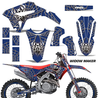 Honda CRF450R/RX 2021 graphics kit with blue Widow Maker graphics and matching number plate set