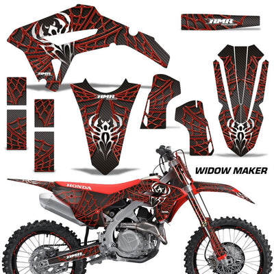 Honda CRF450R/RX graphics kit: red and black web pattern decals for fairings