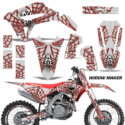 Honda CRF450R/RX graphics kit: red, white, and black web decals for fairings
