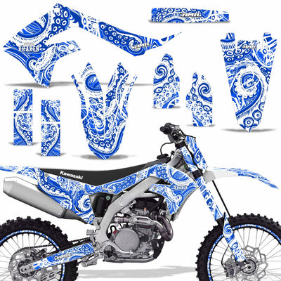 Psycho Kraken - Blue Background White Design shown with number plate, and rim protectors (Optional)