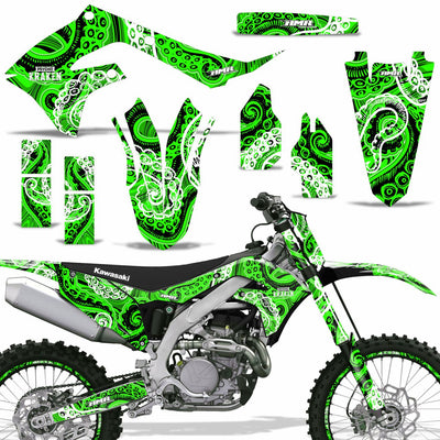 Psycho Kraken - Black Background Green Design shown with number plate, and rim protectors (Optional)