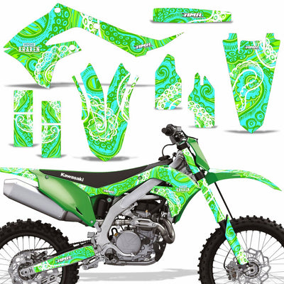 Psycho Kraken - Green Background Teal Design