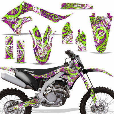 Psycho Kraken - Purple Background Green Design