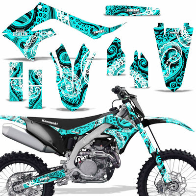 Psycho Kraken - Teal Background Black Design