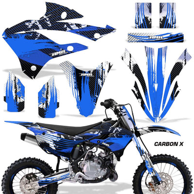 Kawasaki KX 85/112 graphics kit (2022-2023) with blue CARBON X side panel design