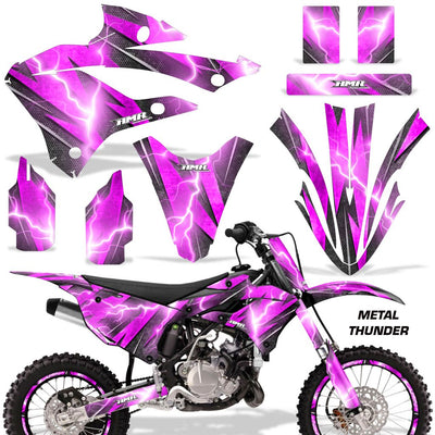 Magenta metal thunder lightning dirt bike graphics kit with panel and fender decals