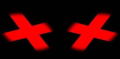 Headlight graphic decal with glowing red diagonal X pattern