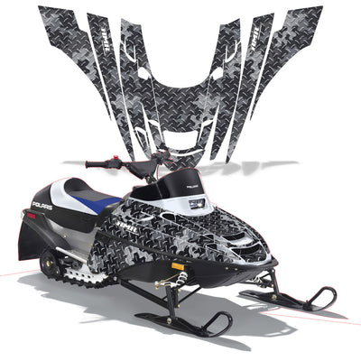 Snowmobile graphics for front panels: black-and-white textured pattern with bold angular stripes