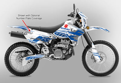 Racer X - White Background, Blue Stripes