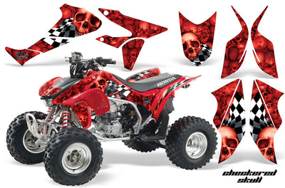 Checkered Skull - Red Background, Red Design