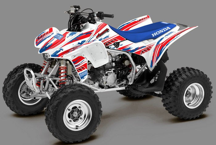 Racer X - White Background, Red & Blue Design