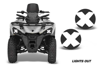 Can-Am Outlander L headlight eye graphics with white Lights Out X eye pattern