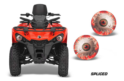 Can-Am Outlander L headlight eye graphics with red Spliced glowing eye pattern