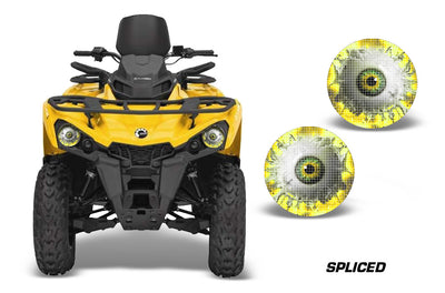 Can-Am Outlander L headlight eye graphics with yellow Spliced glowing eye pattern