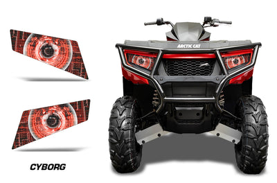 Headlight graphic decal set with glowing red ring pattern on dark background