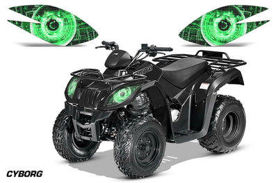 ATV headlight graphics decal set with green cyber eye pattern for Arctic Cat 250