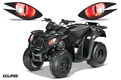 ATV headlight graphics decal set with red eclipse eye pattern for Arctic Cat 250
