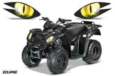 ATV headlight graphics decal set with yellow eclipse eye pattern for Arctic Cat 250