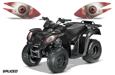 ATV headlight graphics decal set with red spliced eye pattern for Arctic Cat 250