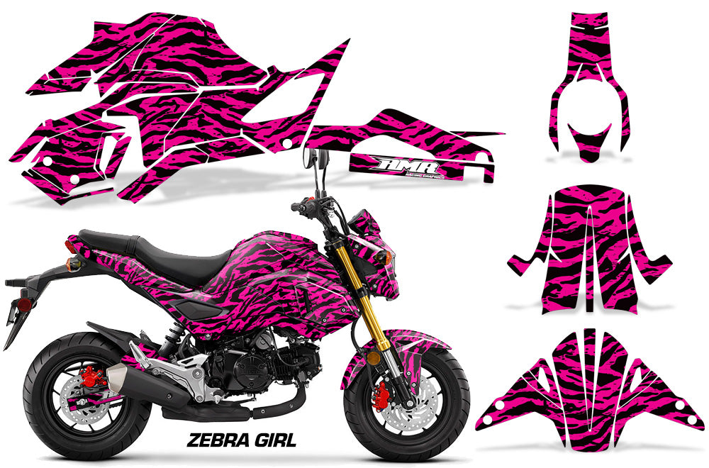 Pink Black Zebra Girl Design on a Honda Grom 125 Graphics Kit (2017–2020)
