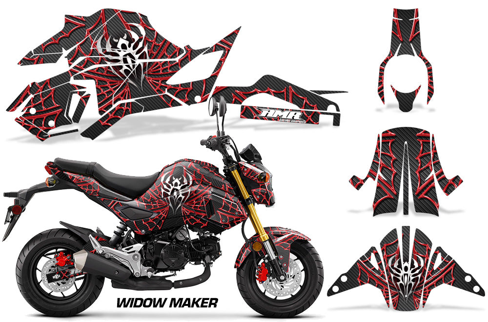 Black Red Widow Maker Design on a Honda Grom 125 Graphics Kit (2017–2020)