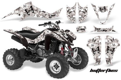 Butterflies & Skulls - White Background Black Design