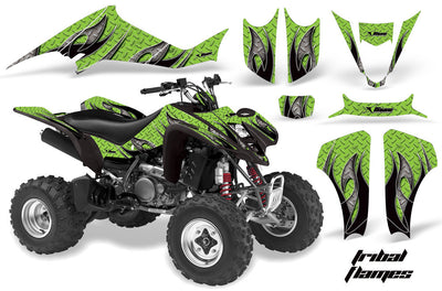 Tribal Flames - Green Background Black Design