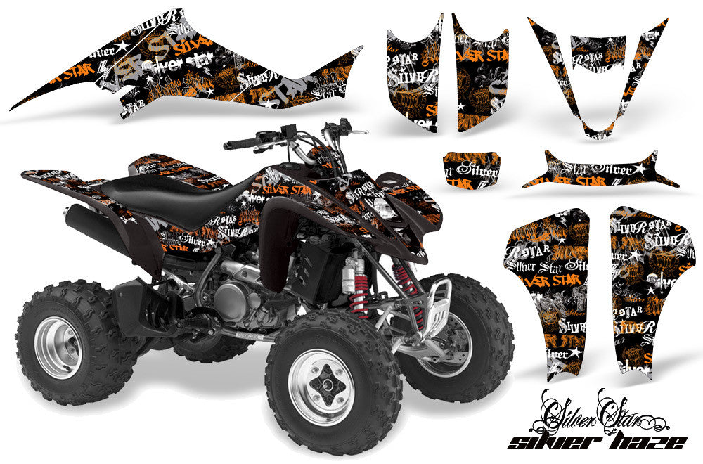 Silver Haze - Black Background Orange Design