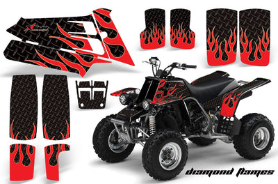 Diamond Flames - Black Background, Red Design