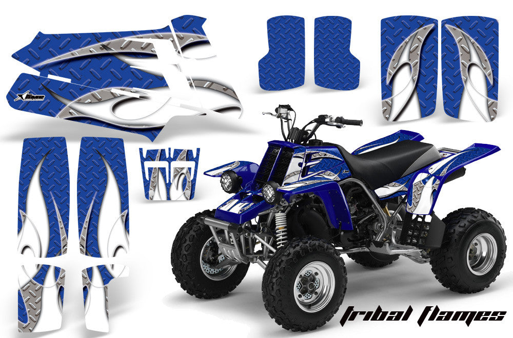 Tribal Flame - Blue Background. White Design